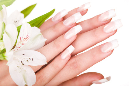 Closeup image of beautiful nails and woman fingers